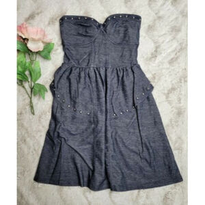 AEO American Eagle Denim Style Cotton Blend Strapless‎ Stud Dress Size XS